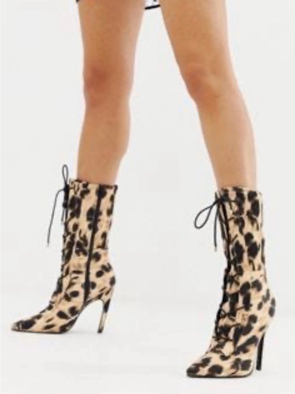 ASOS Leopard Print Lace-Up Stiletto Boots - Animal Print Women Shoes size 6.5